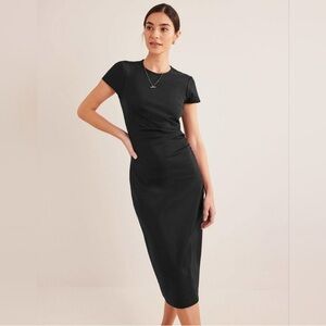 Boden Side Ruched Jersey Midi Dress Black